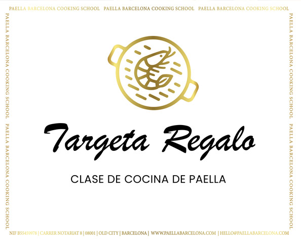 Tarjeta regalo de curso o taller de cocina de paella en Barcelona